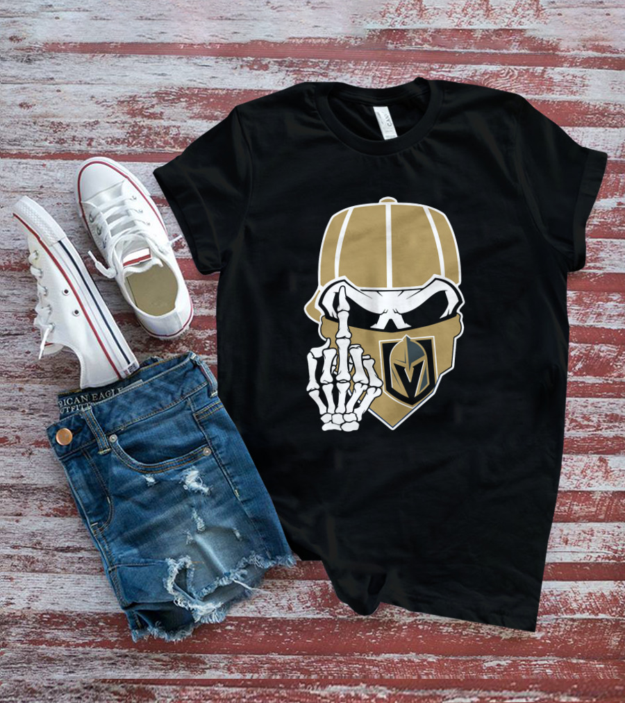 Vegas Golden Knights Skull Skeleton Middle Finger T-Shirt