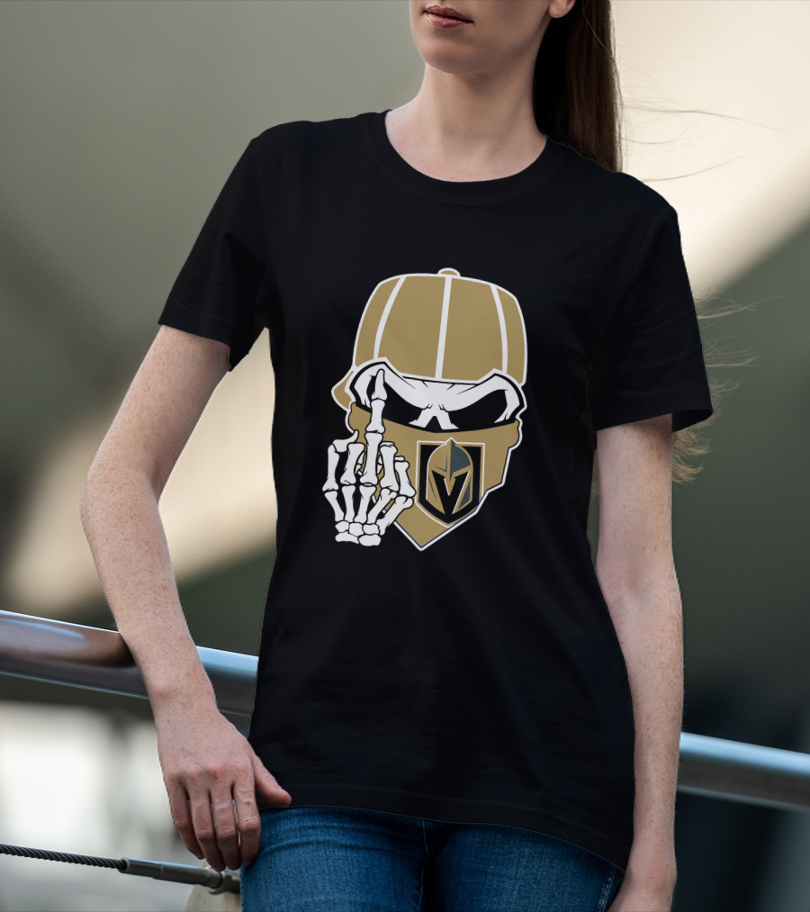 Vegas Golden Knights Skull Skeleton Middle Finger T-Shirt
