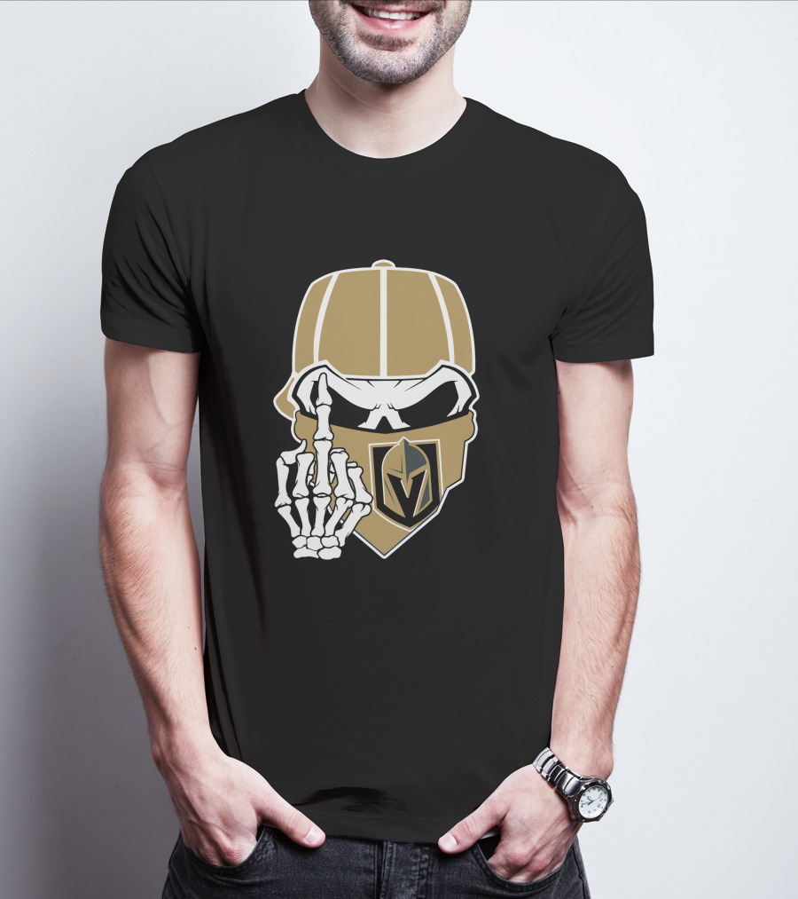 Vegas Golden Knights Skull Skeleton Middle Finger T-Shirt