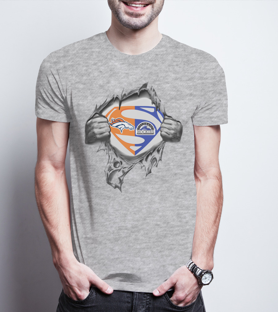 Broncos Colorado Rockies Superman Logo Fusion T-Shirt
