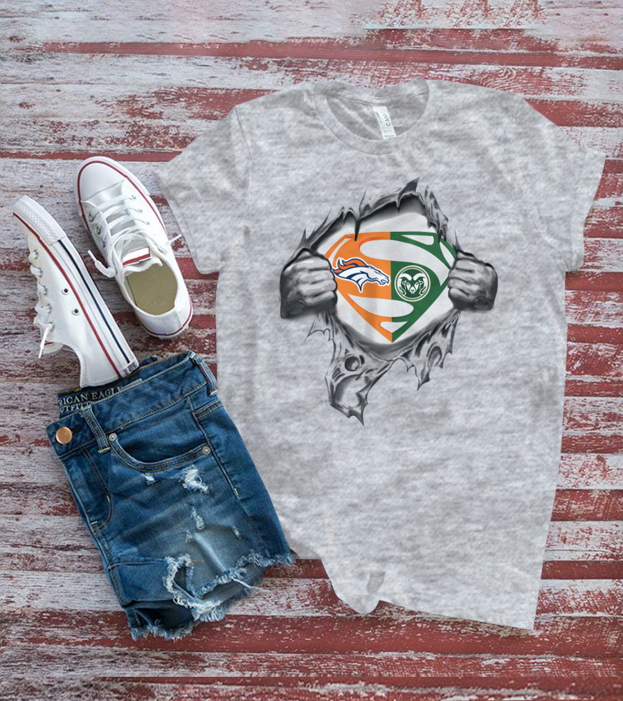 Broncos Colorado State Rams Superman Logo Crossover T-Shirt