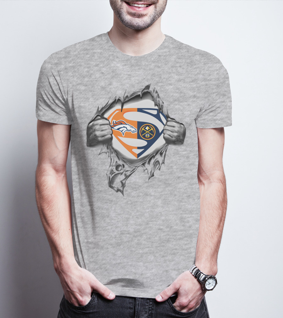 Denver Broncos Nuggets Superman Logo Mashup T-Shirt