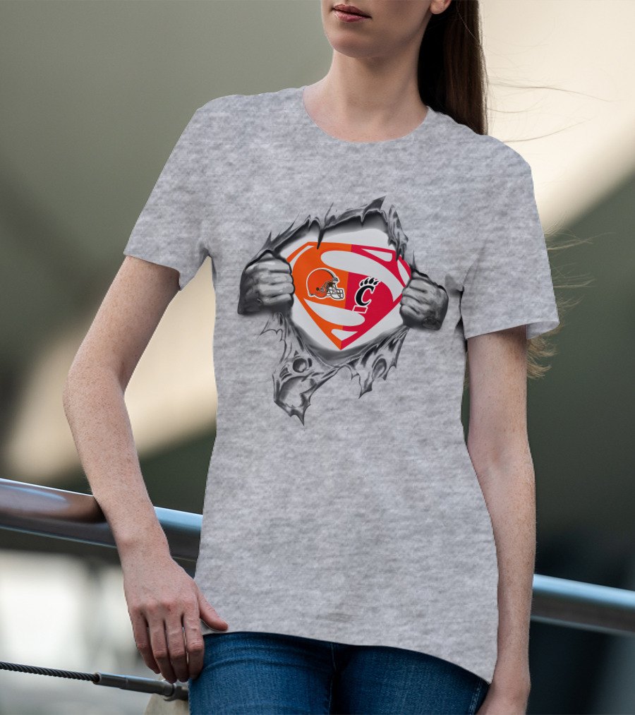 Browns Cincinnati Bearcats Superman Logo Mashup T-Shirt