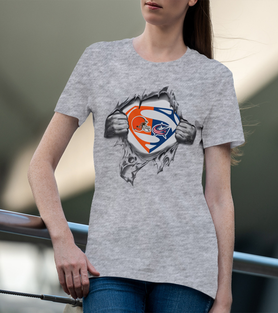 Browns Columbus Blue Jackets Superman Logo Mashup T-Shirt