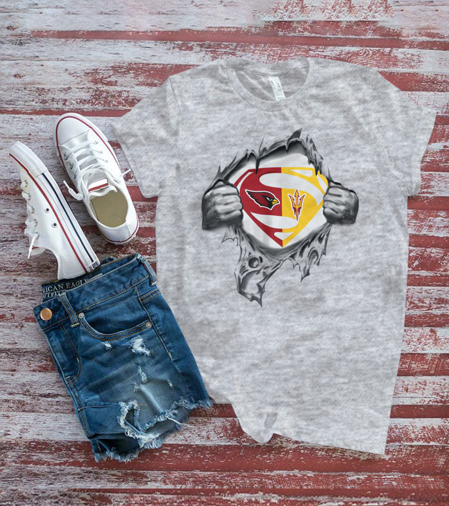 Arizona Cardinals Arizona State Sun Devils Superman Logo Fusion T-Shirt