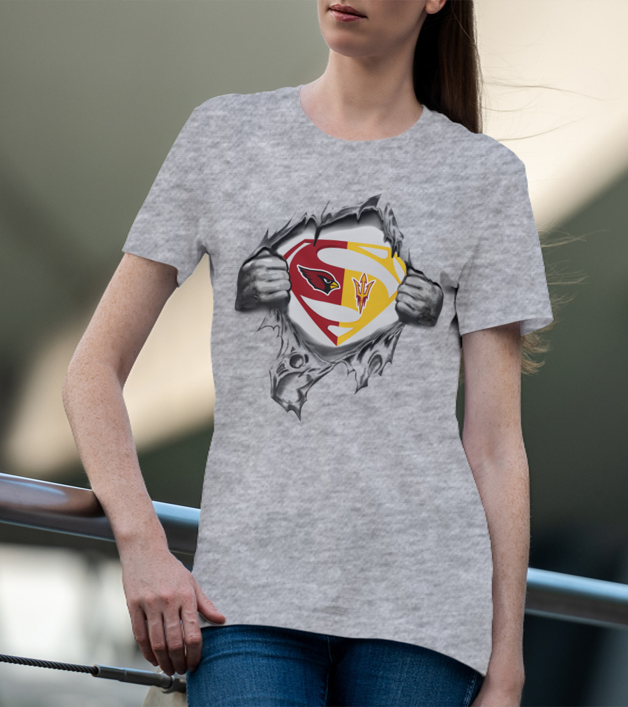 Arizona Cardinals Arizona State Sun Devils Superman Logo Fusion T-Shirt