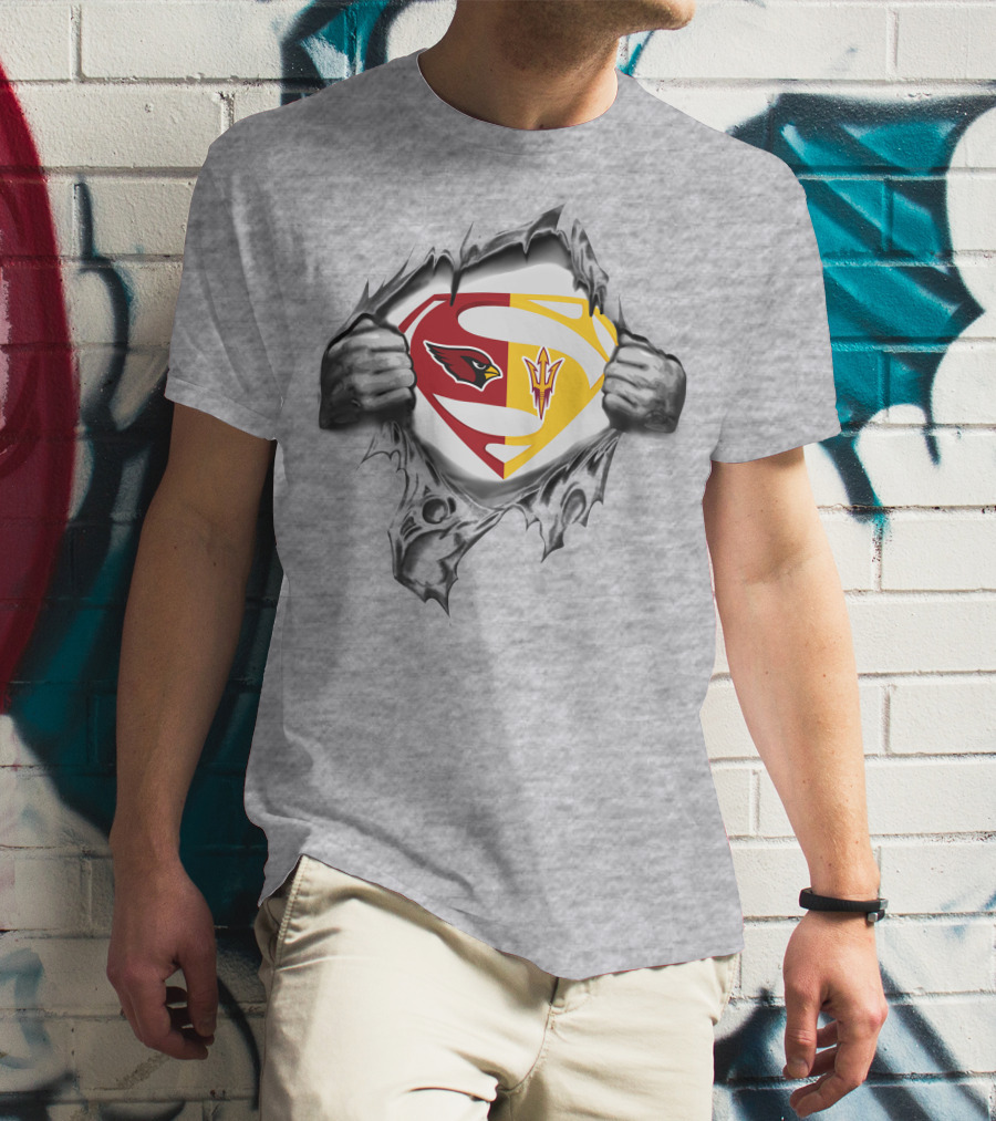 Arizona Cardinals Arizona State Sun Devils Superman Logo Fusion T-Shirt