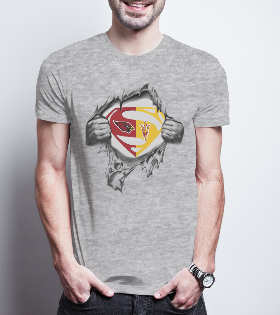 Arizona Cardinals Arizona State Sun Devils Superman Logo Fusion T-Shirt