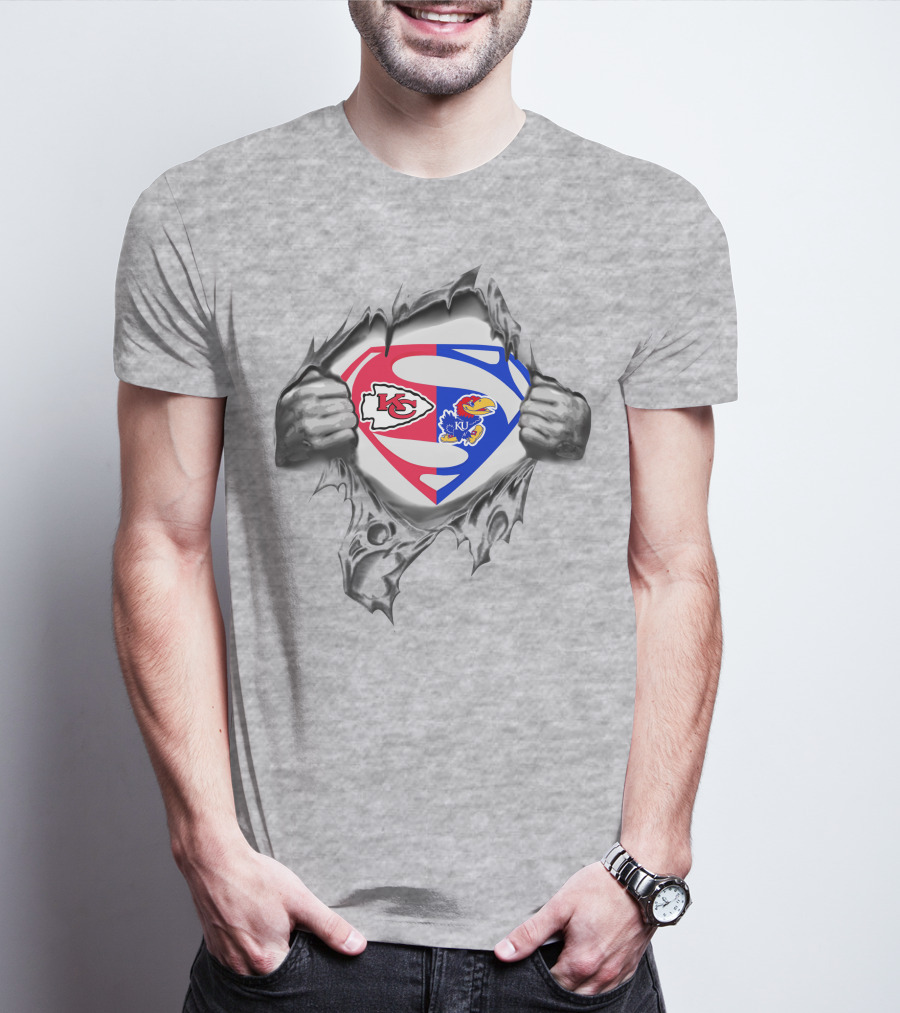 Kansas City Chiefs Kansas Jayhawks Superman Logo Combination T-Shirt