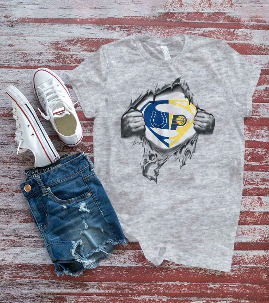 Indianapolis Colts Indiana Pacers Superman Logo Combination T-Shirt