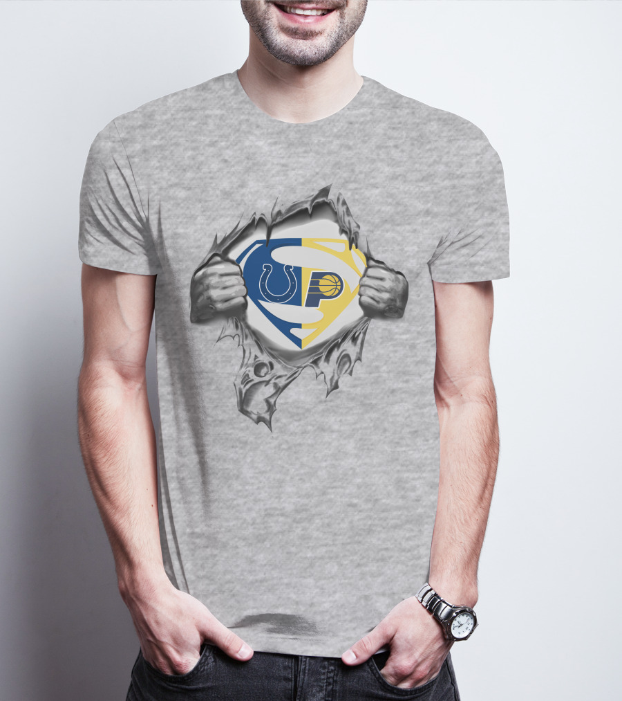 Indianapolis Colts Indiana Pacers Superman Logo Combination T-Shirt