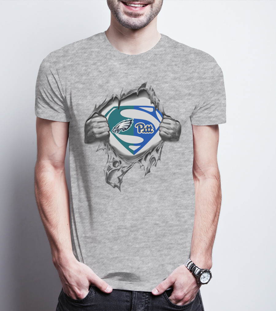 Pittsburgh Panthers Eagles Superman Logo Combo T-Shirt