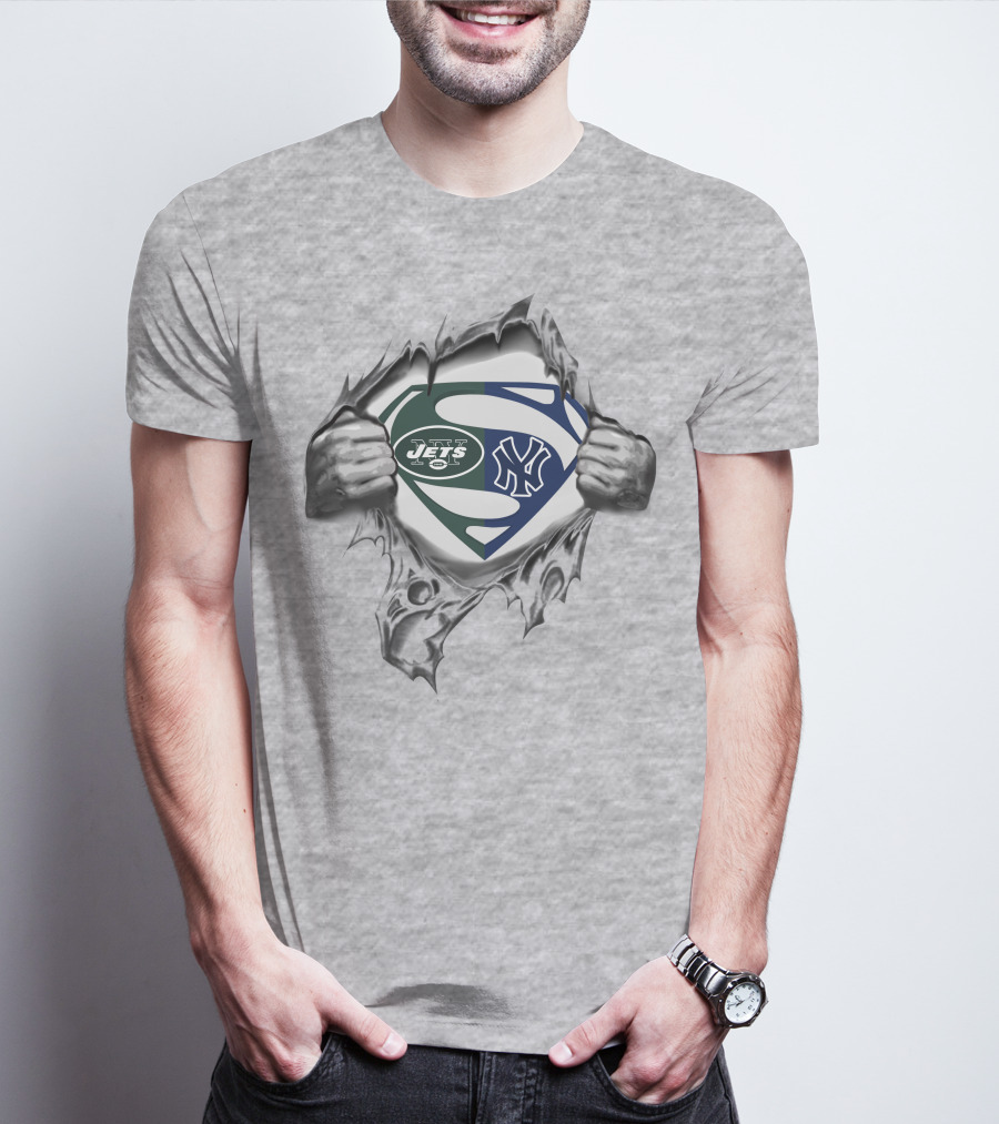 Jets New York Yankees Superman Logo Mashup T-Shirt