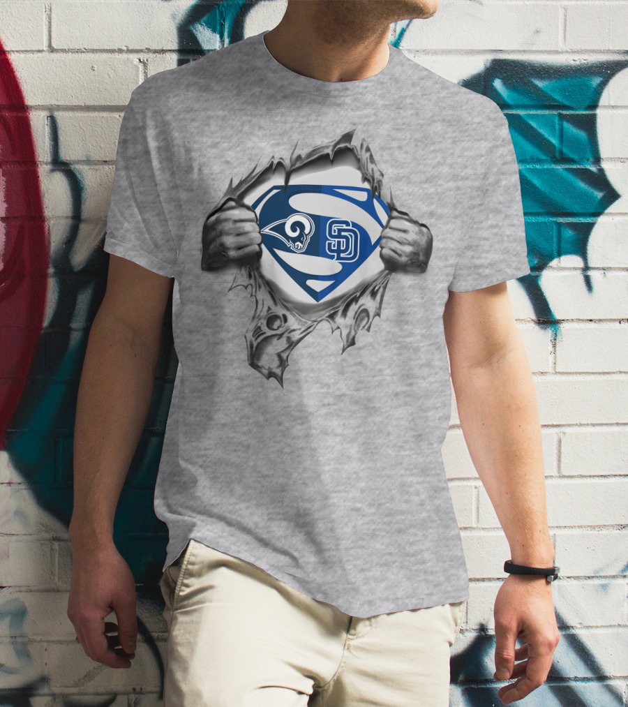 Rams San Diego Padres Superman Logo Mashup T-Shirt