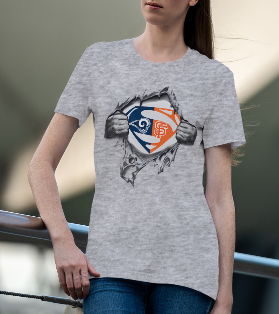 Rams San Francisco Giants Superman Logo Fusion T-Shirt