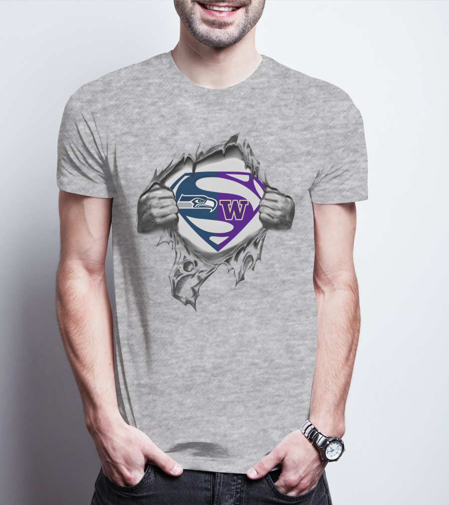Seahawks Washington Huskies Superman T-Shirt