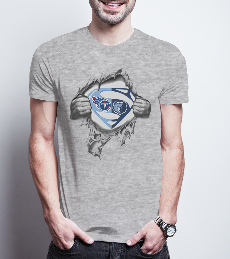 Titans Memphis Grizzlies Superman Logo Mashup T-Shirt