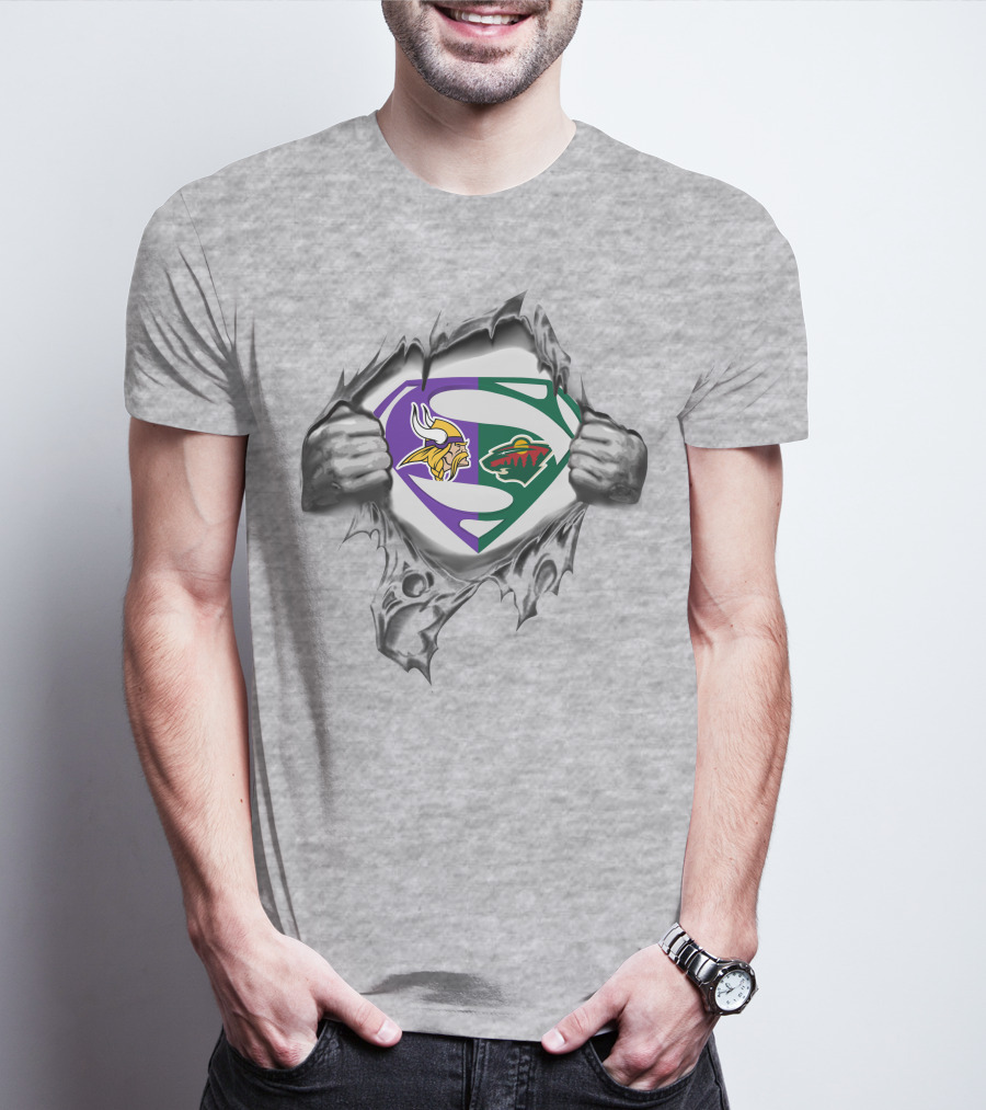 Minnesota Vikings Wild Superman Logo Integration T-Shirt