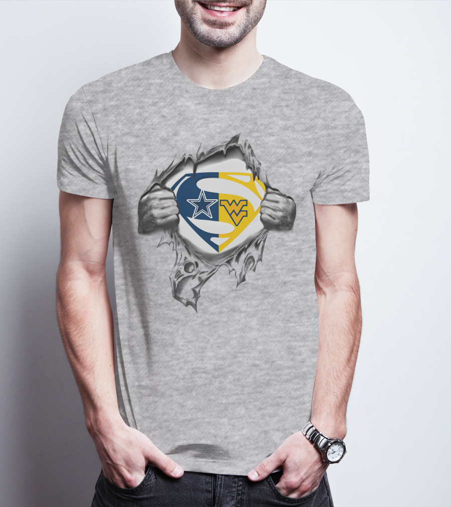 Cowboys West Virginia Mountaineers Superman Logo Fusion T-Shirt