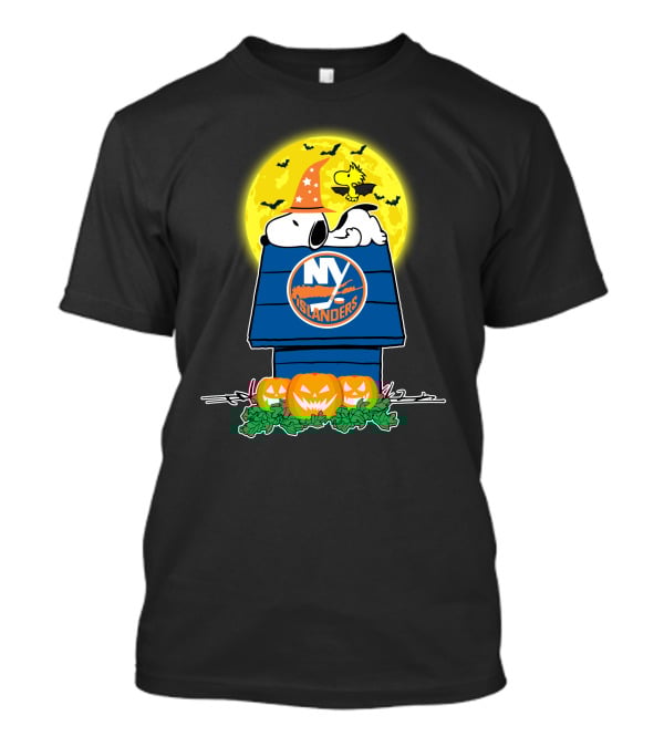 New York Islanders Snoopy Halloween Full Moon Pumpkins Wizards T-Shirt