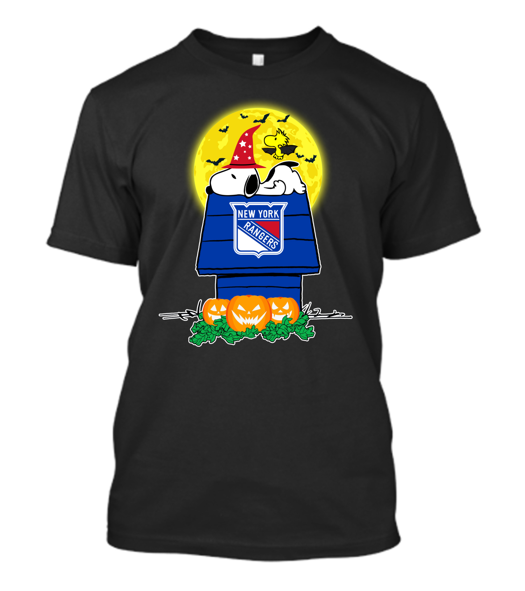 New York Rangers Snoopy Halloween Pumpkin Moon T-Shirt