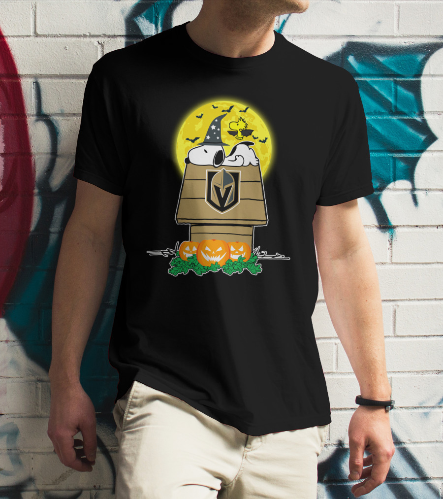Vegas Golden Knights Halloween Snoopy And Woodstock Pumpkin House T-Shirt