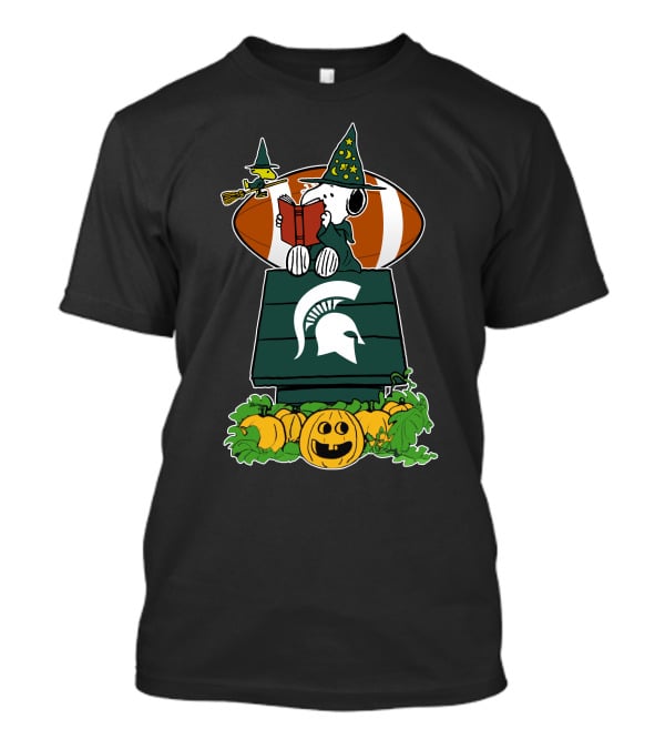 Michigan State Spartans Snoopy Halloween Football Pumpkin House T-Shirt