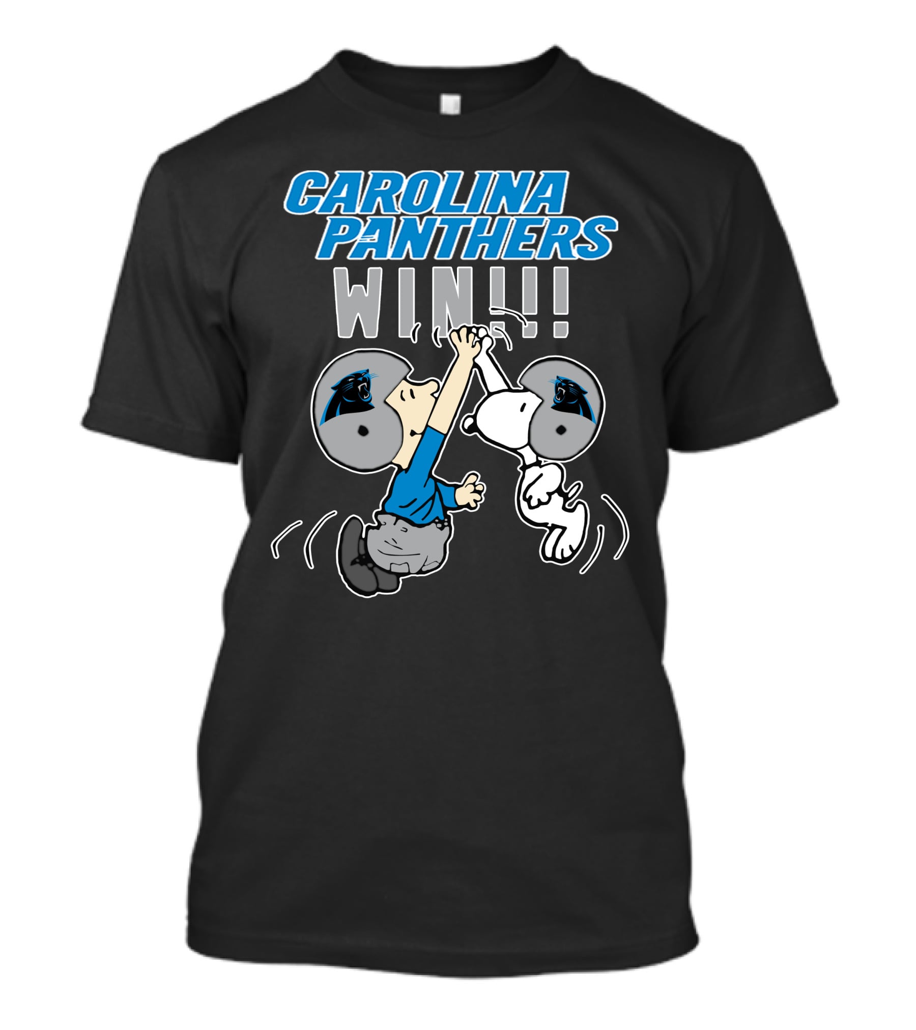 Carolina Panthers Win High Five Celebration Peanuts Characters T-Shirt