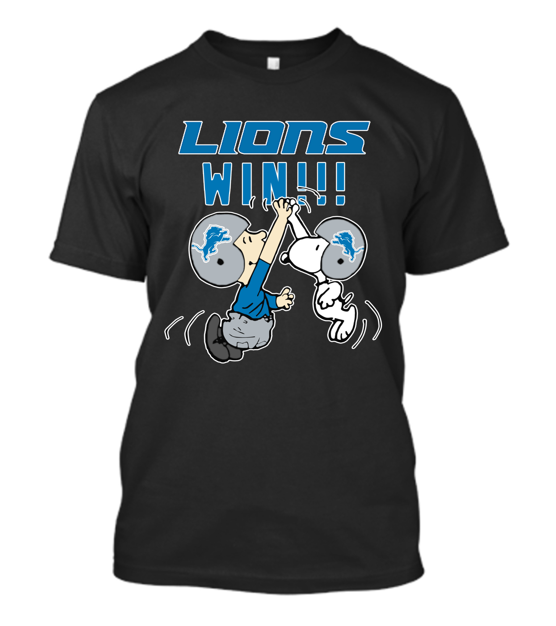 Detroit Lions Win Peanuts Helmet Celebration T-Shirt