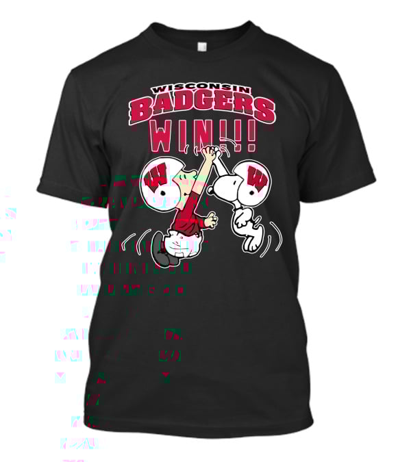 Wisconsin Badgers Win Peanuts Characters Celebrating T-Shirt