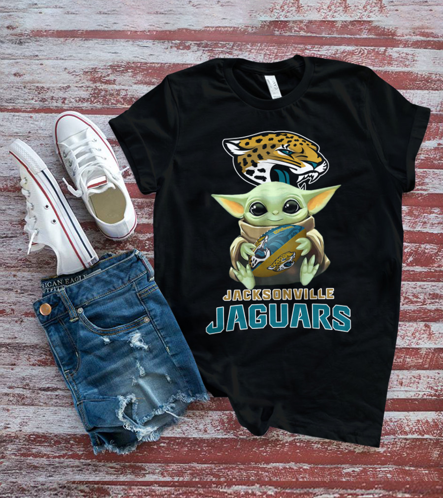 Jacksonville Jaguars Baby Yoda Holding Football With Team T-Shirt
