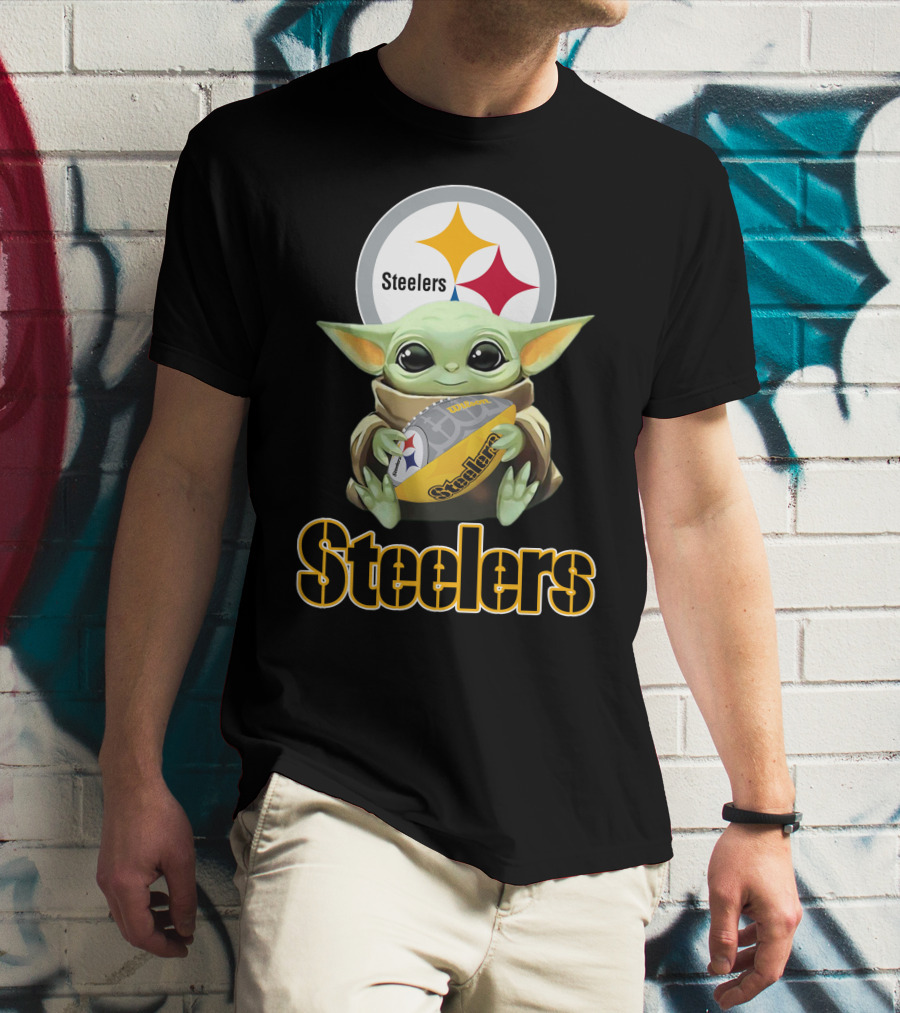Steelers Baby Yoda Football Fan T-Shirt