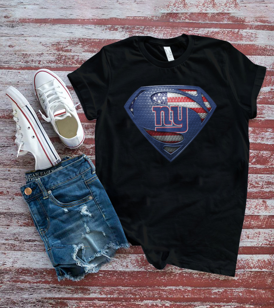 New York Giants Ny Superman Shield American Flag T-Shirt