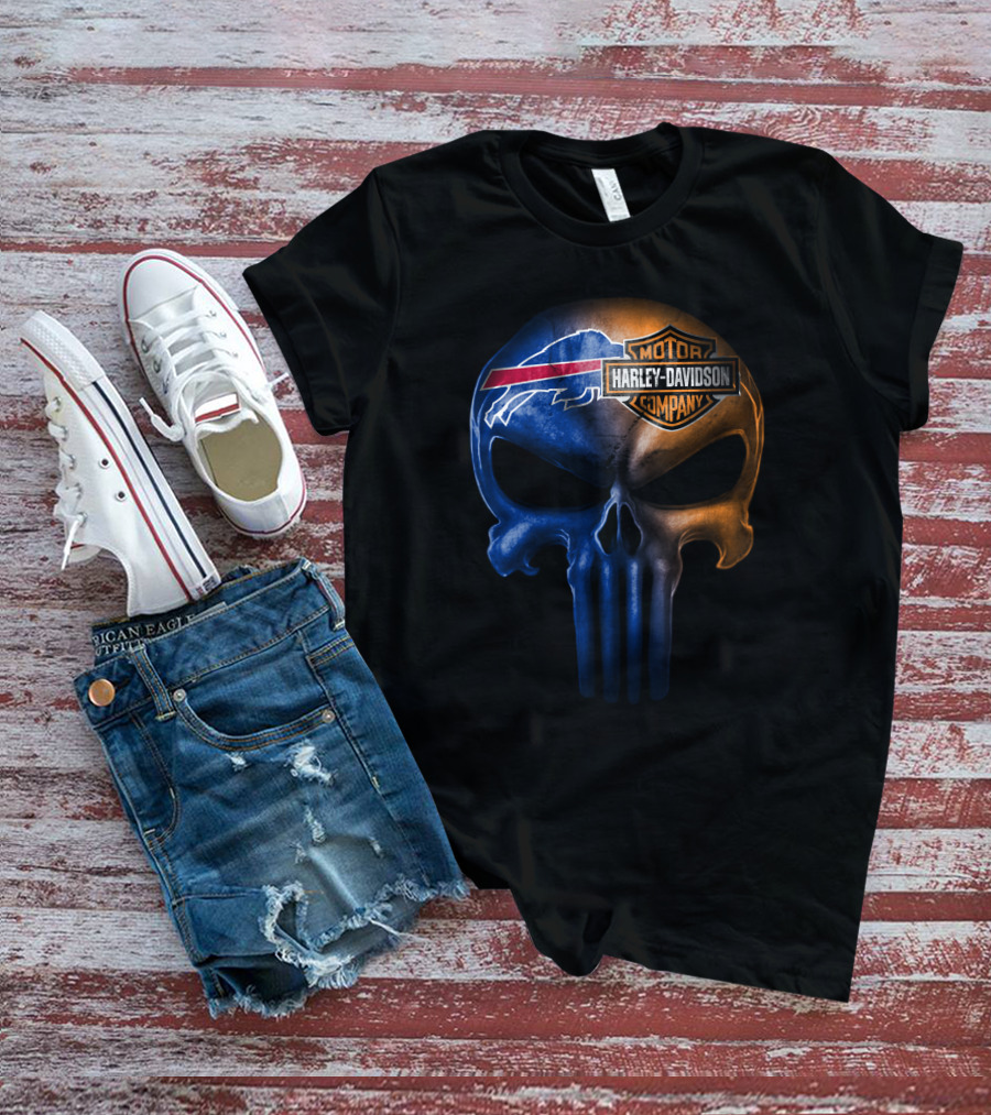 Buffalo Bills Skull Harley Davidson T-Shirt