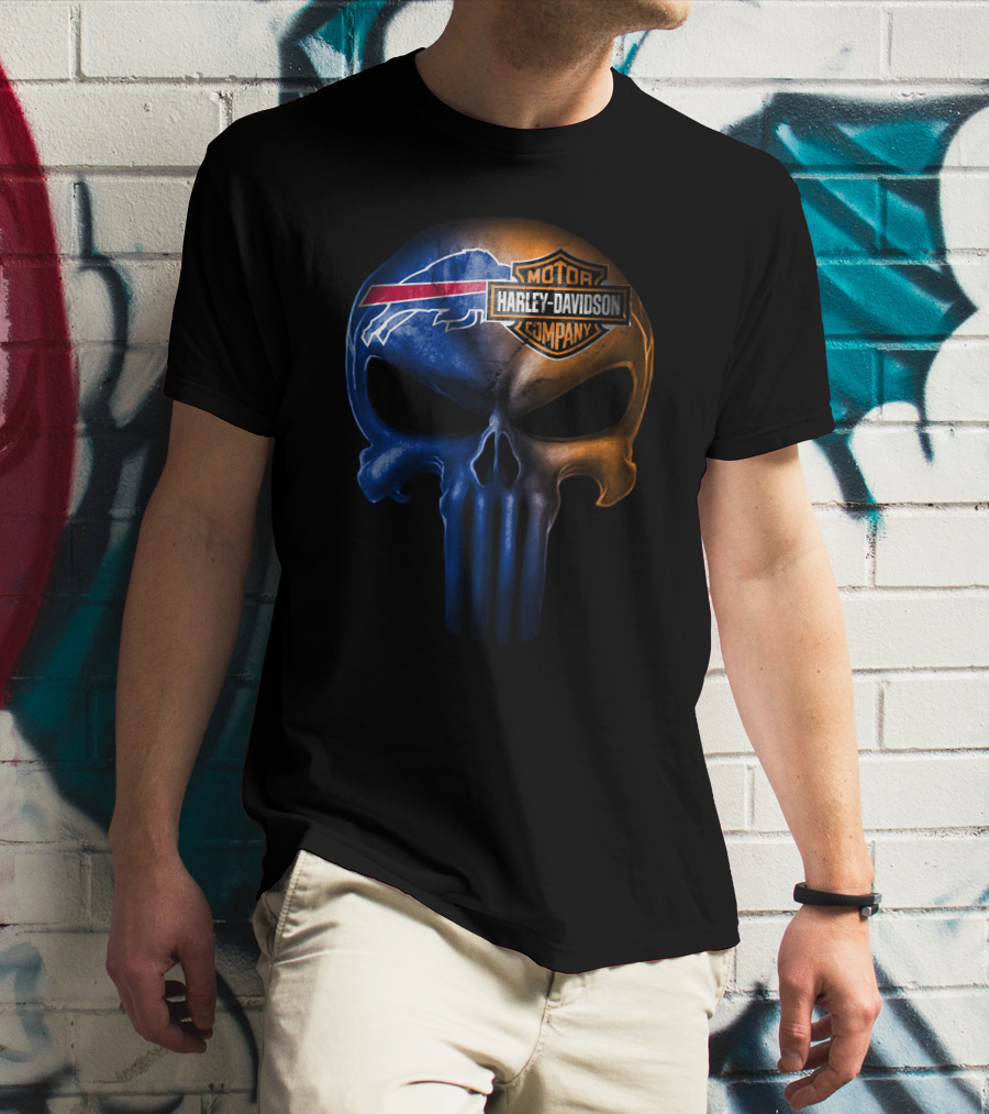 Buffalo Bills Skull Harley Davidson T-Shirt