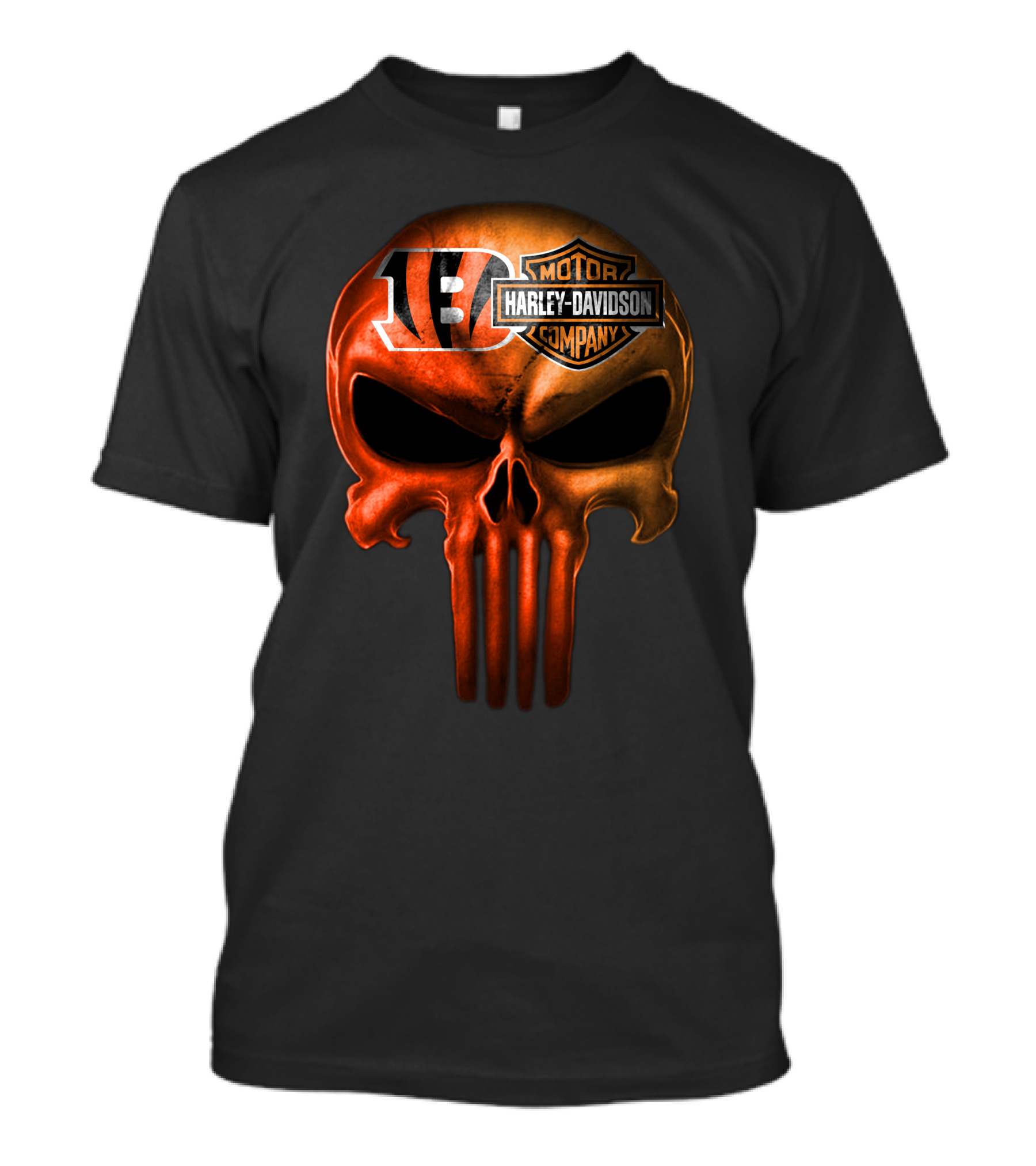 Cincinnati Bengals Harley Davidson Skull T-Shirt