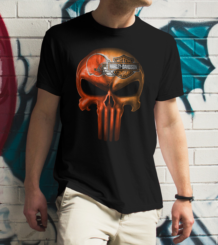 Cleveland Browns Skull Harley Davidson Company T-Shirt