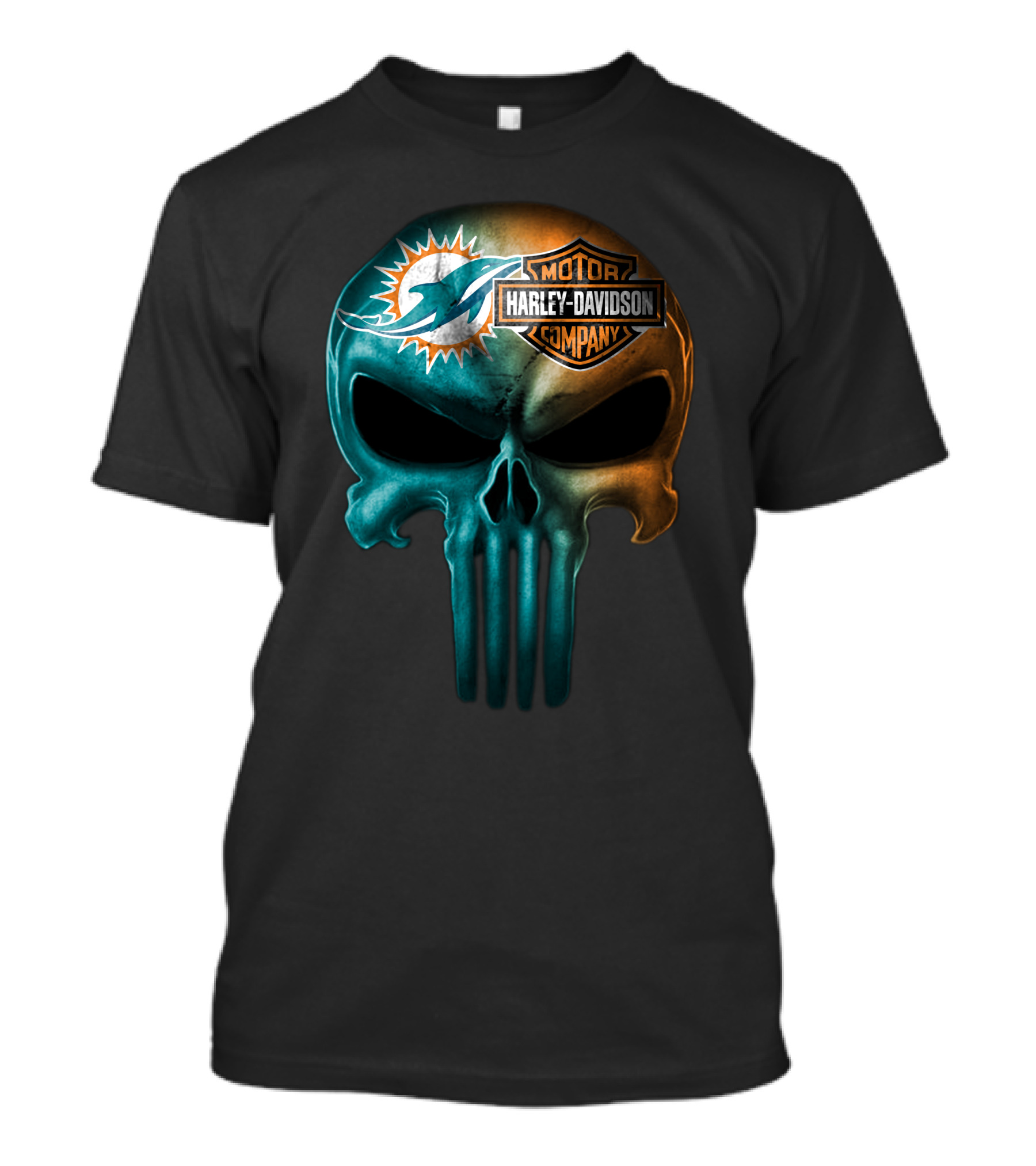 Miami Dolphins Harley Davidson Skull T-Shirt