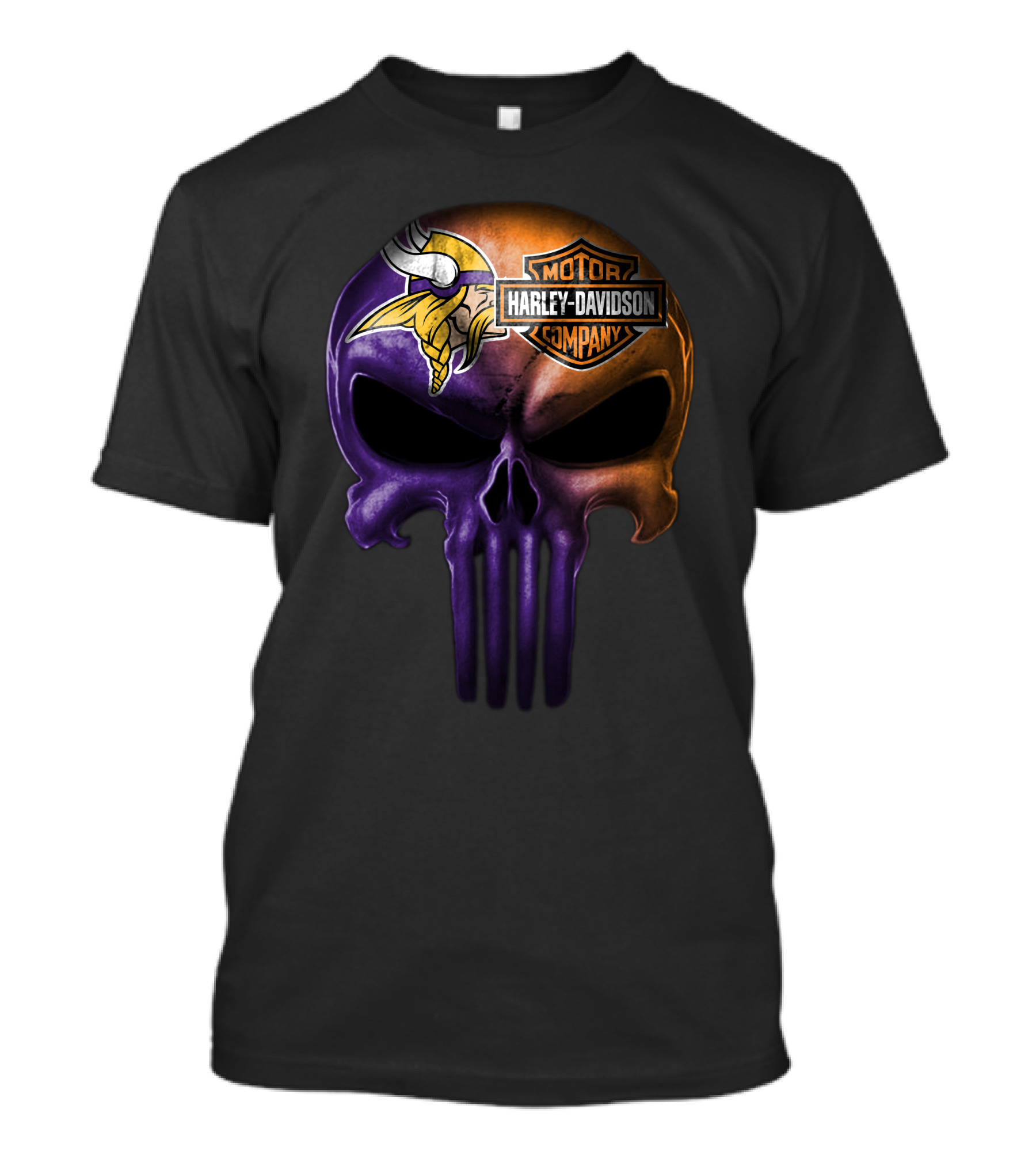 Minnesota Vikings Skull Harley Davidson Motor Company T-Shirt