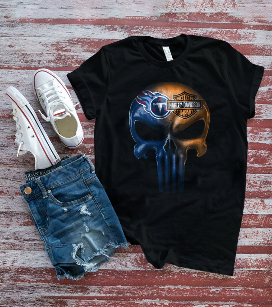 Tennessee Titans Skull Harley Davidson Company Logo Fusion T-Shirt