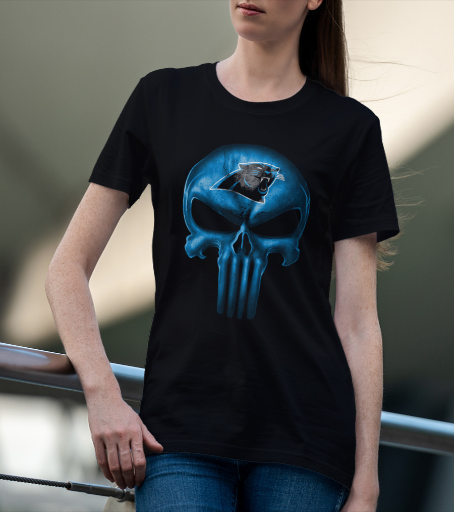 Carolina Panthers Skull Punisher Logo T-Shirt