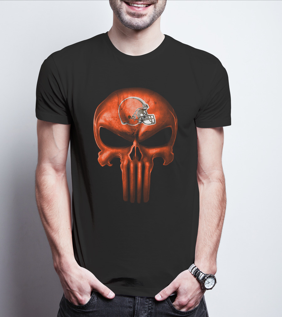 Cleveland Browns Helmet Skull T-Shirt