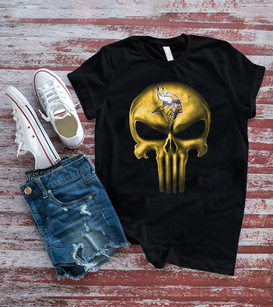 Minnesota Vikings Skull Emblem With Viking T-Shirt