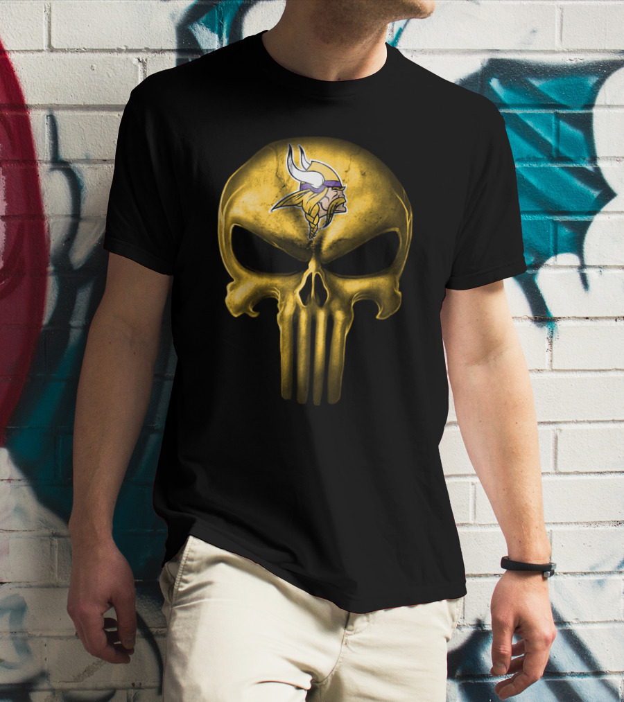 Minnesota Vikings Skull Emblem With Viking T-Shirt