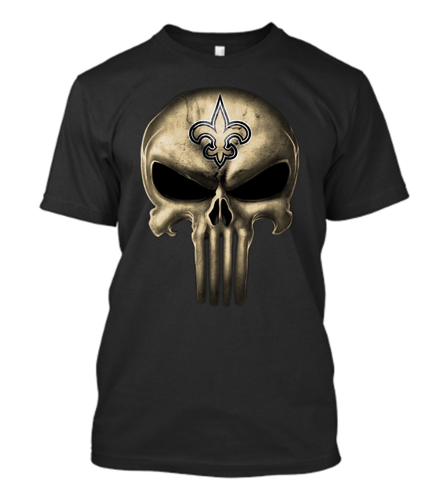 New Orleans Saints Skull Emblem Fleur-De-Lis Iconic Symbol T-Shirt