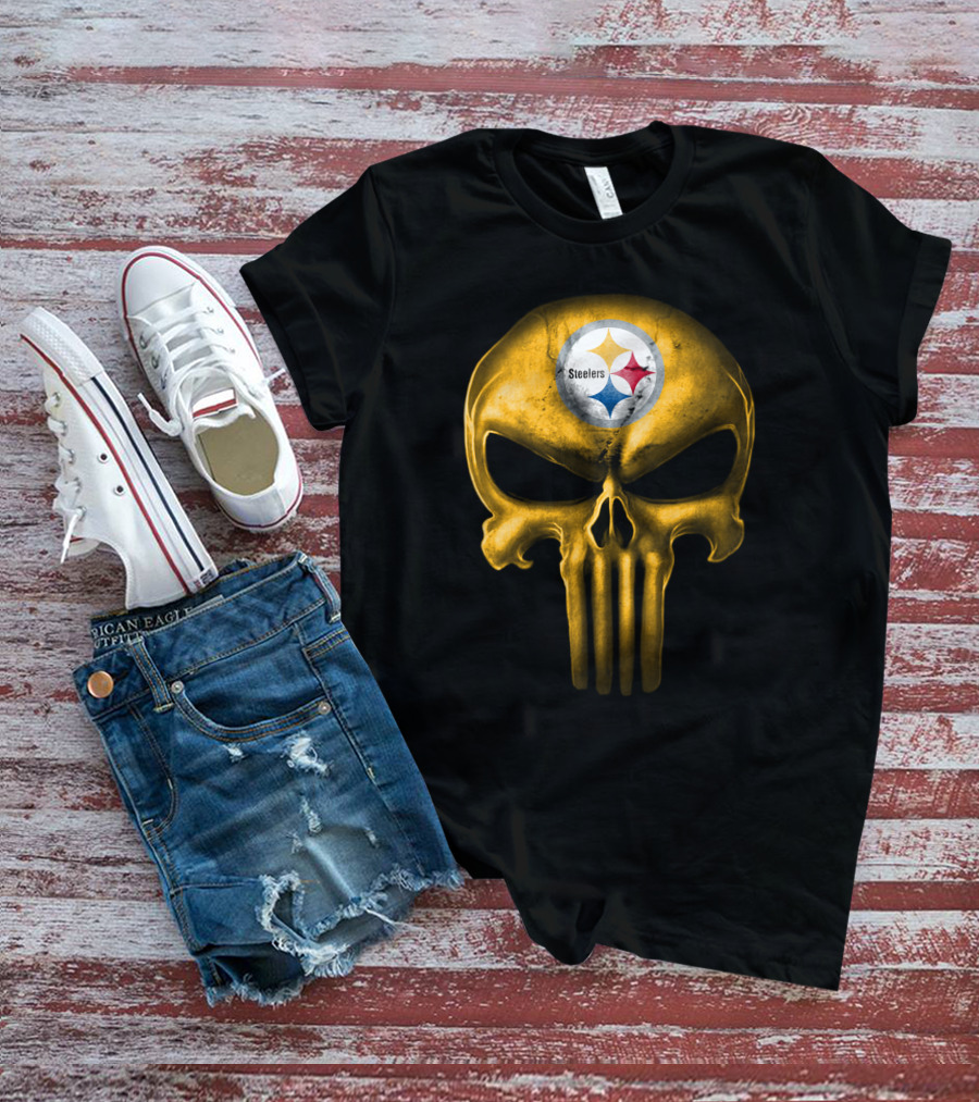 Pittsburgh Steelers Skull Emblem T-Shirt
