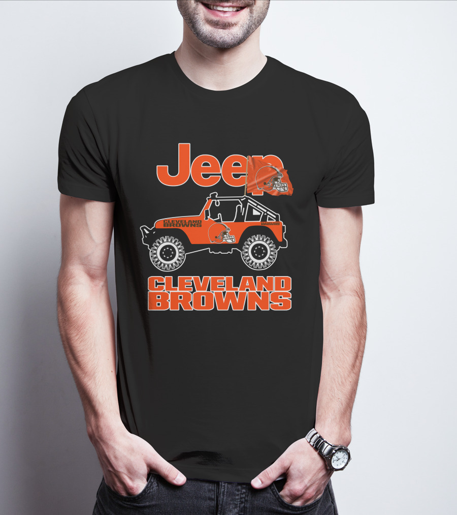 Jeep Cleveland Browns Off-Road Adventure Fan Enthusiast T-Shirt