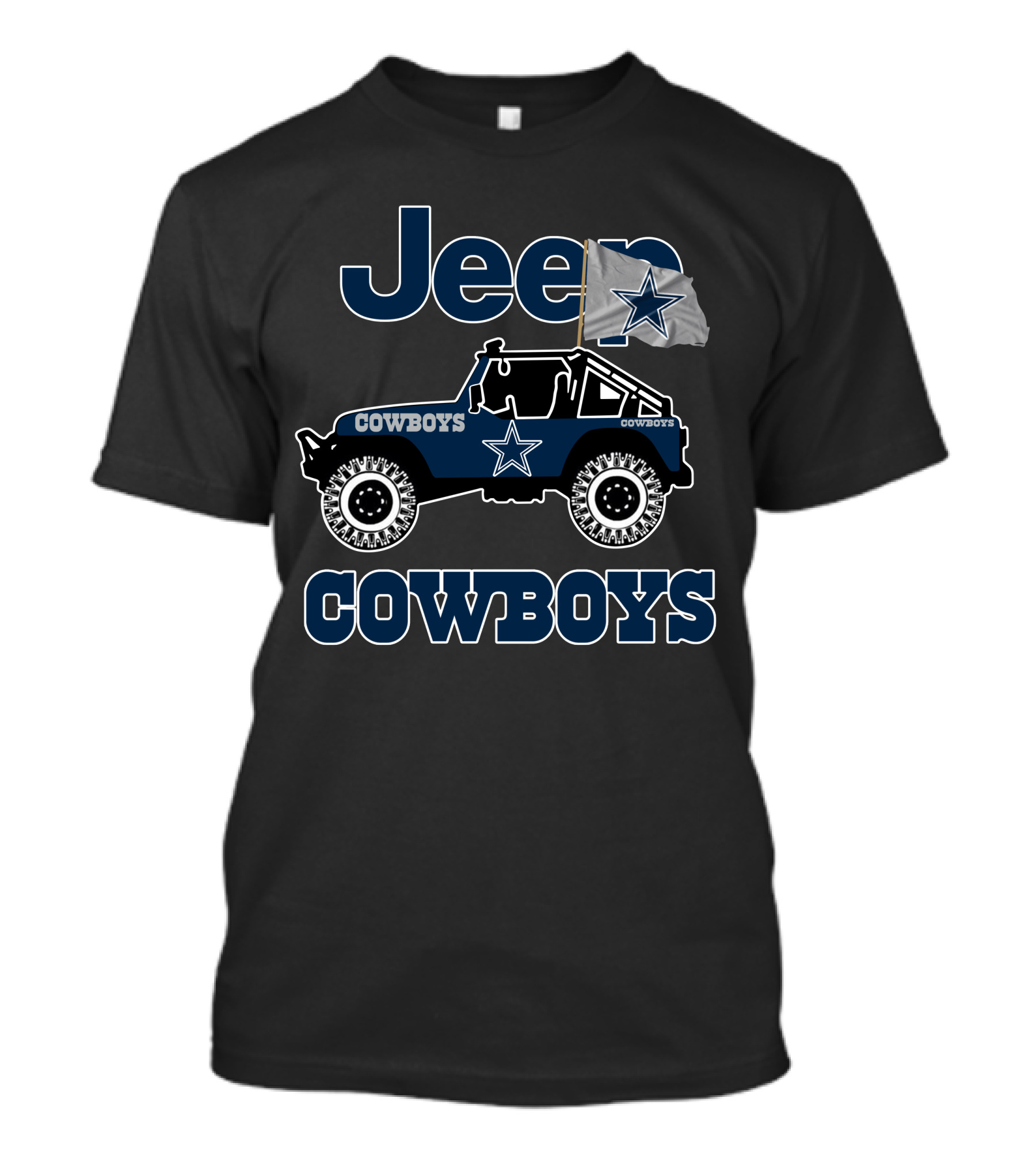 Jeep Cowboys Star Flag Dallas Cowboys Jeep T-Shirt