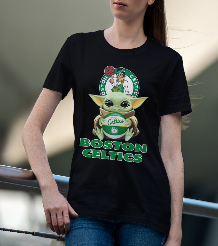 Boston Celtics Baby Yoda Holding Basketball And Team T-Shirt