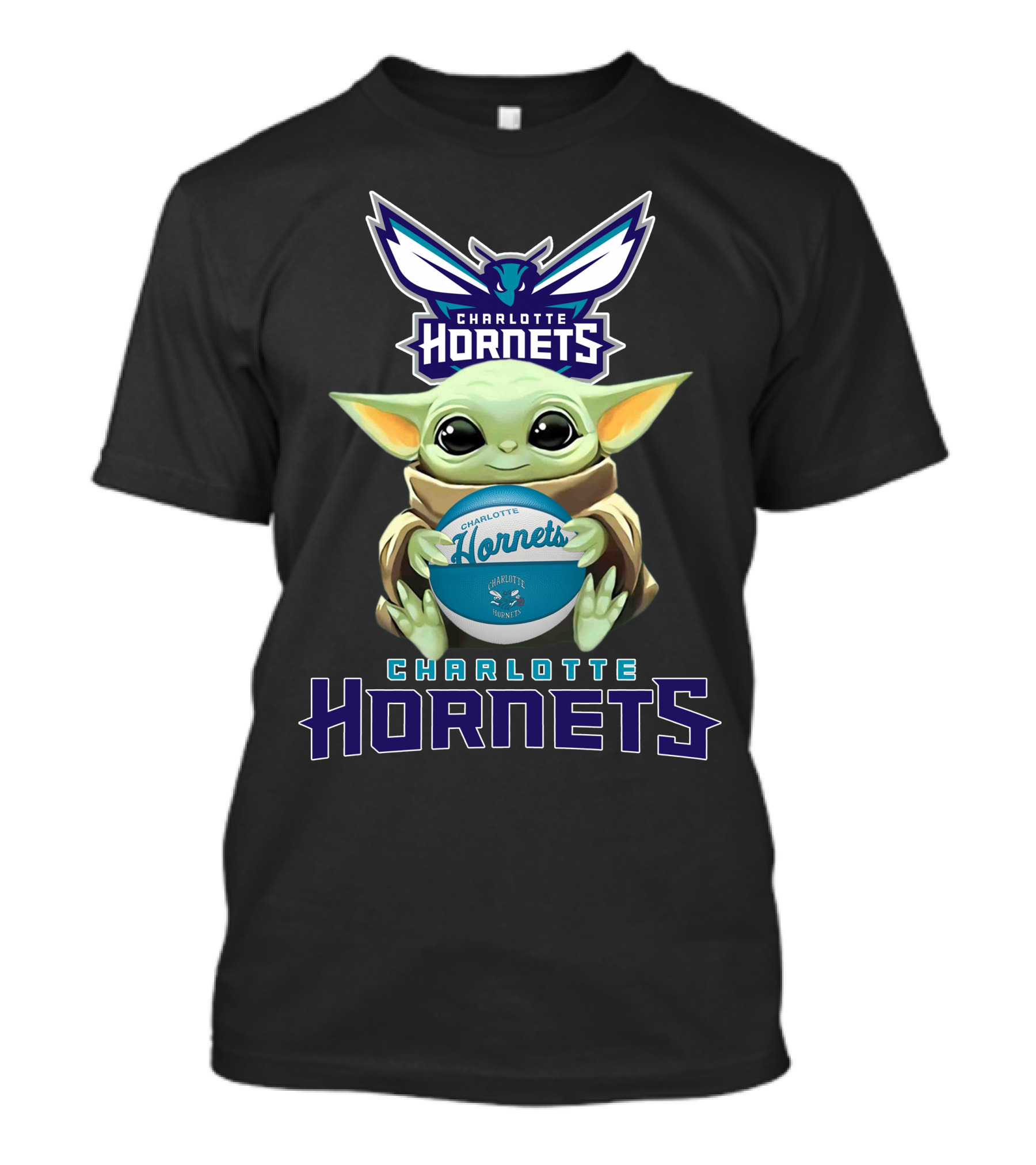 Charlotte Hornets Baby Yoda Basketball Fan Logo Star Wars T-Shirt